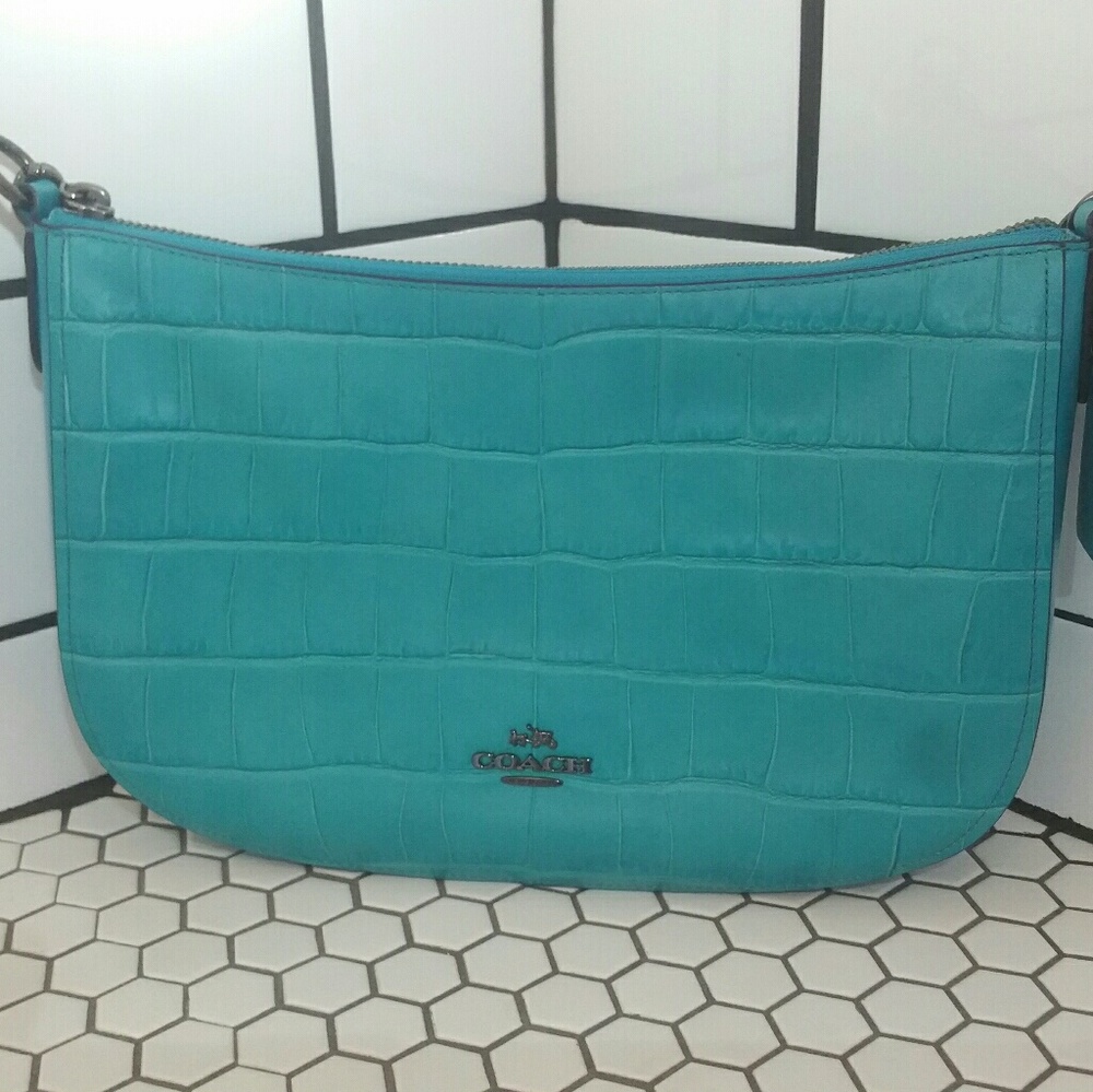 Coach Chelsea Crossbody in Croc Embossed Turquoise